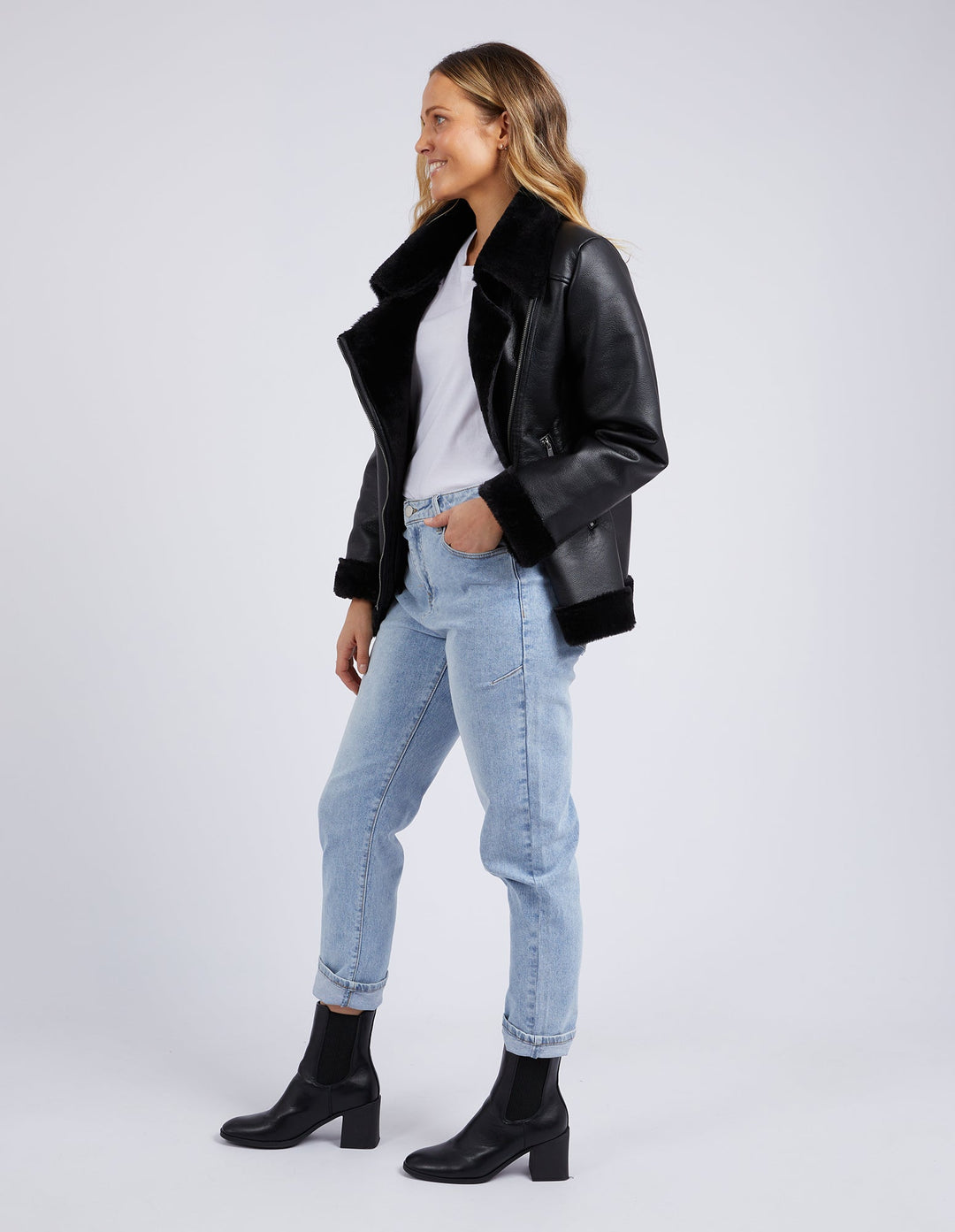 Foxwood | Moto Shearling Jacket - Black | Shut the Front Door