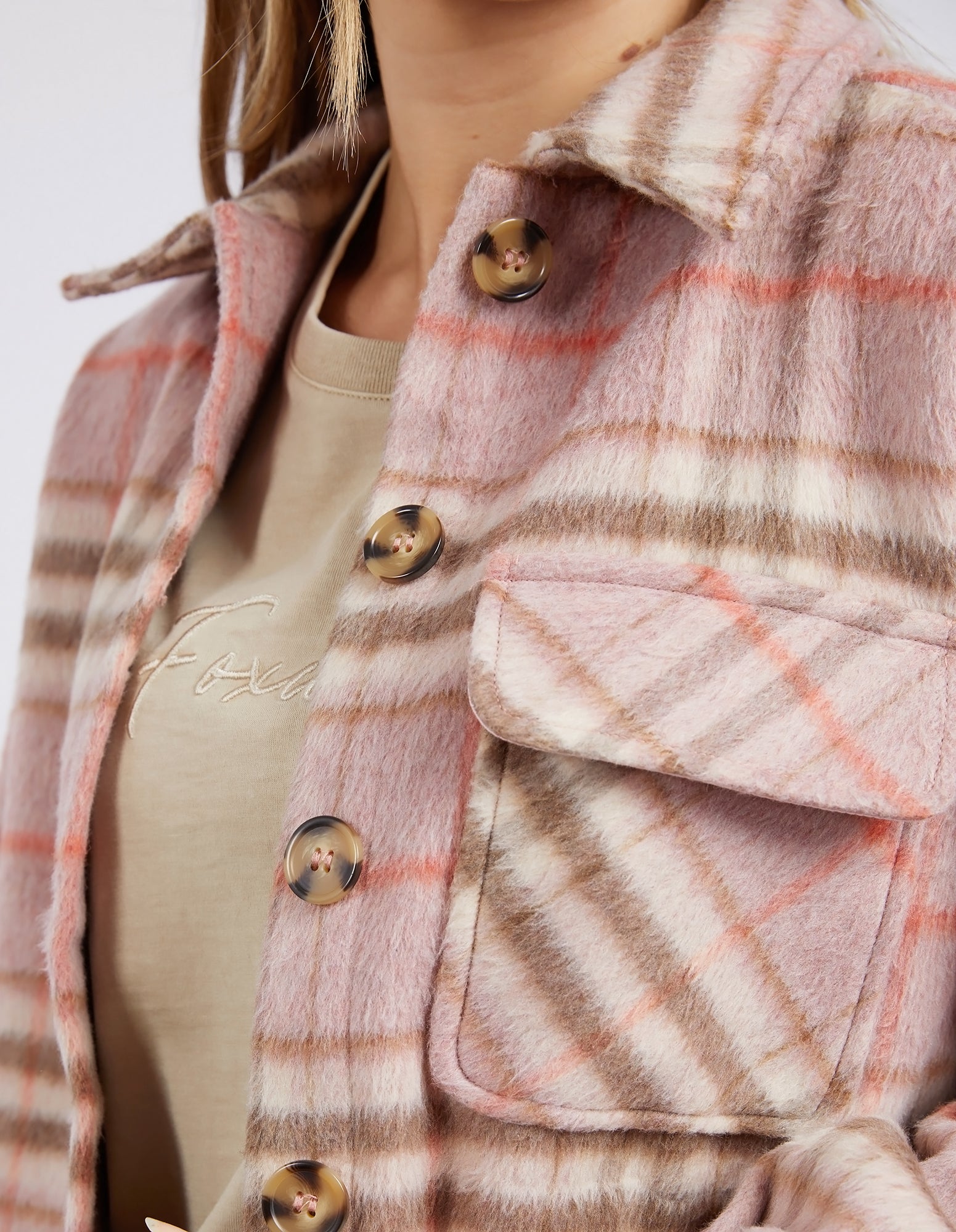 Frankie Check Jacket Pink Shut the Front Door