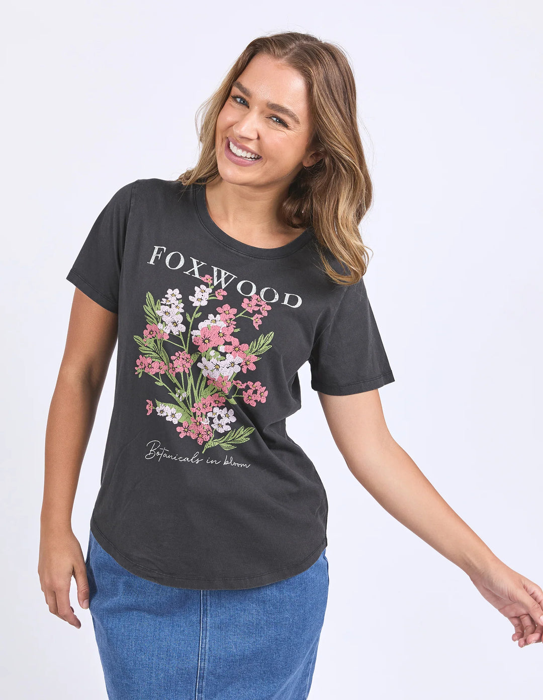 Foxwood | Flowers Tee - Washed Black | Shut the Front Door