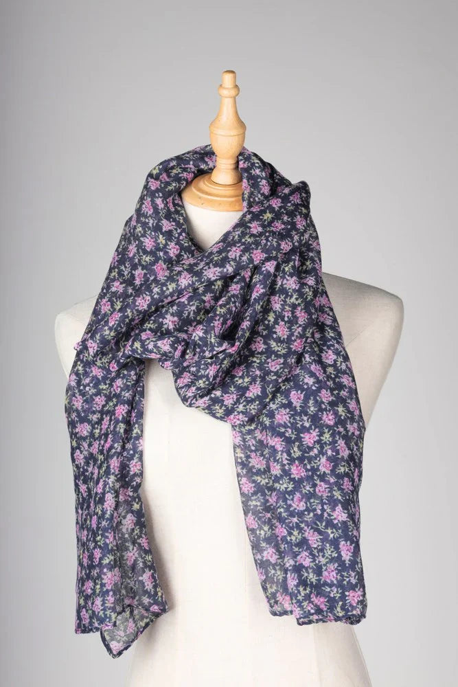 Antigone | Demi Floral Scarf - Navy/Lilac | Shut the Front Door