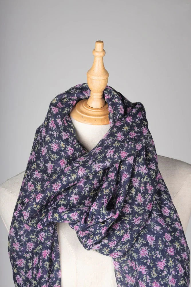 Antigone | Demi Floral Scarf - Navy/Lilac | Shut the Front Door