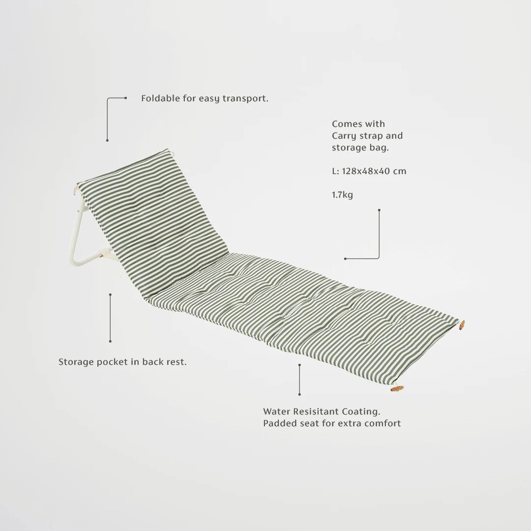 Sunnylife | Reclining Beach Chair - The Vacay Olive | Shut the Front Door