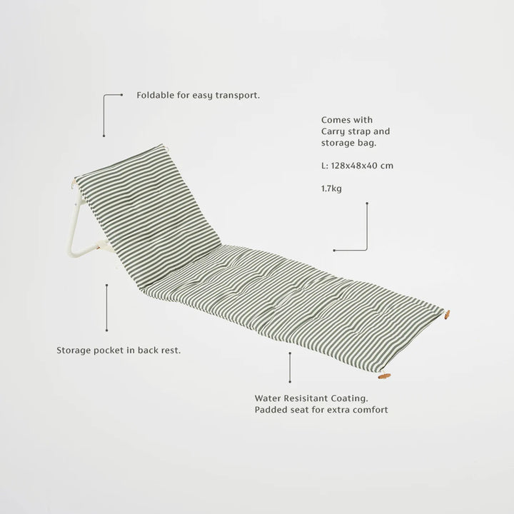 Sunnylife | Reclining Beach Chair - The Vacay Olive | Shut the Front Door
