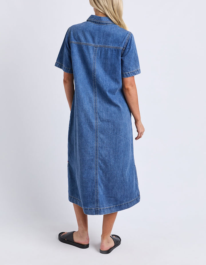 Ayla Denim Midi Dress - Mid Blue Wash