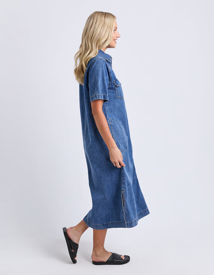 Ayla Denim Midi Dress - Mid Blue Wash