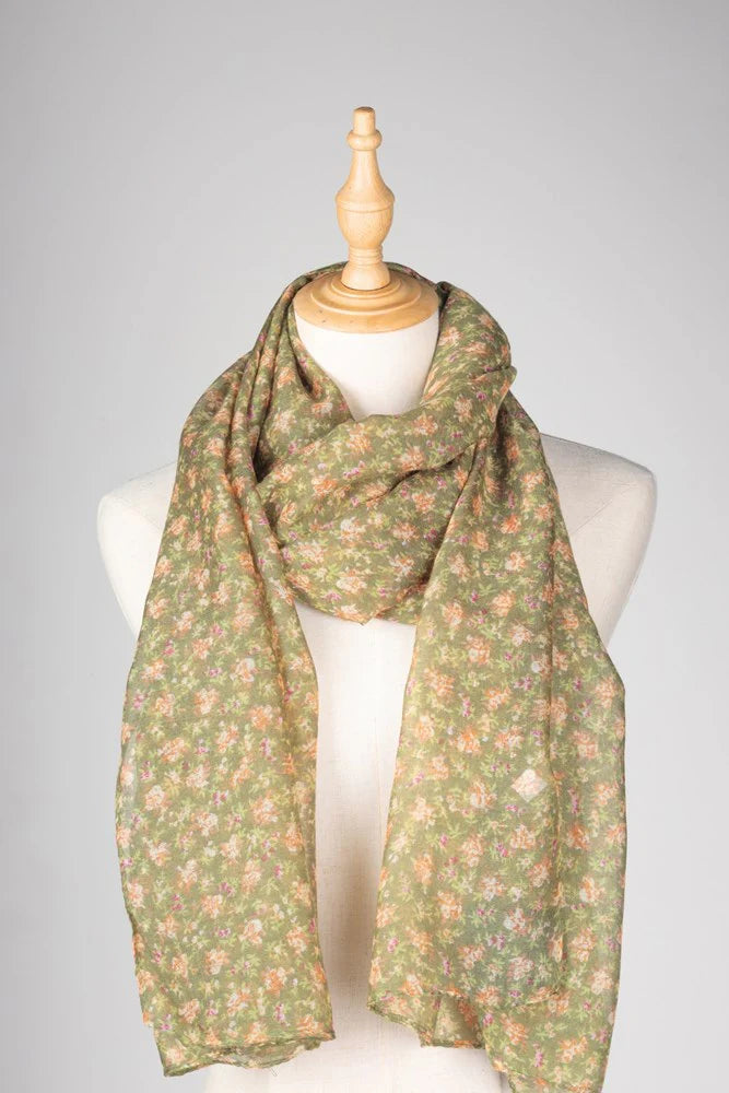 Antigone | Demi Floral Scarf - Khaki | Shut the Front Door