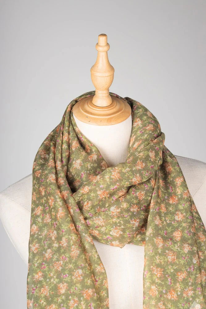 Antigone | Demi Floral Scarf - Khaki | Shut the Front Door