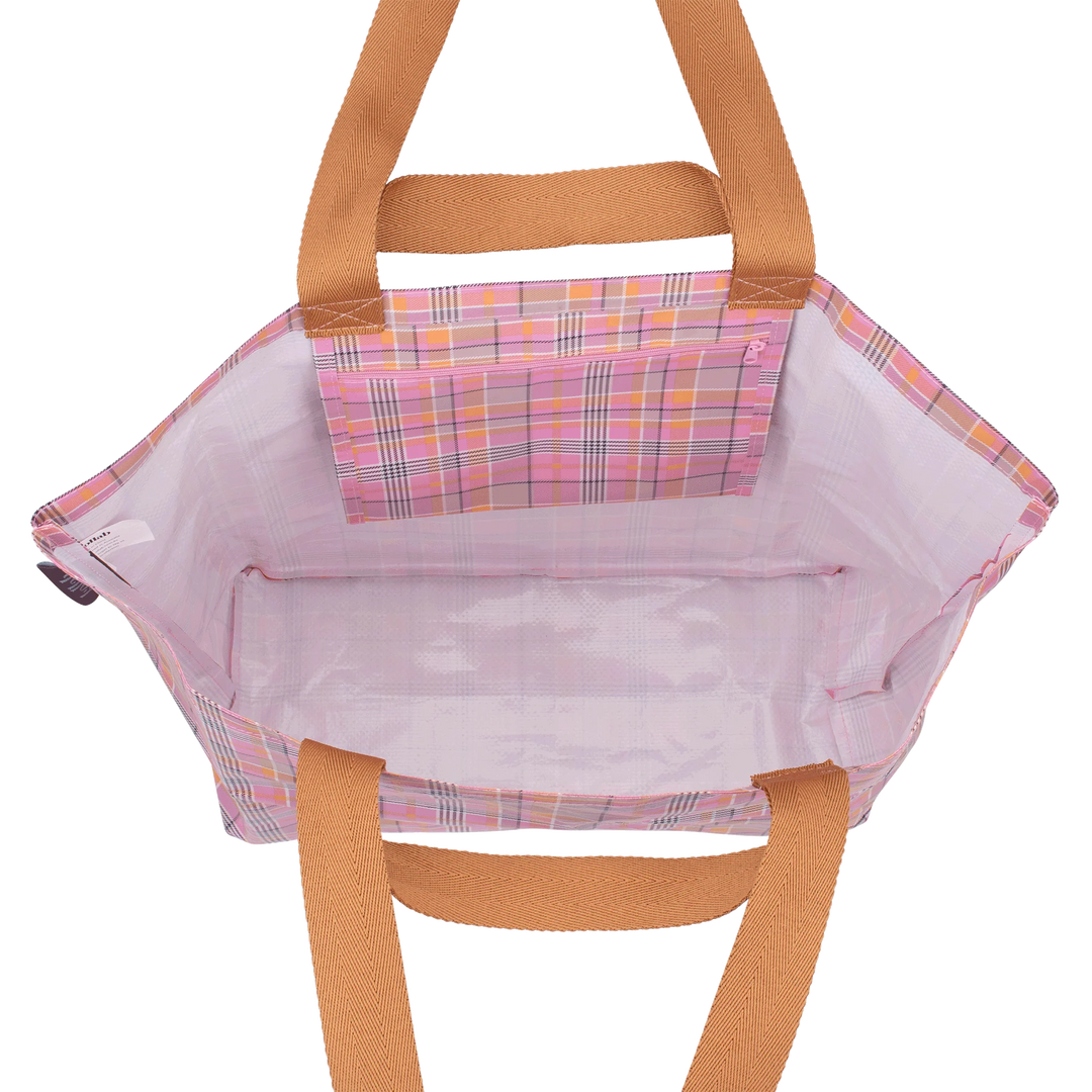 Shopper Tote - Pink Blanket Check