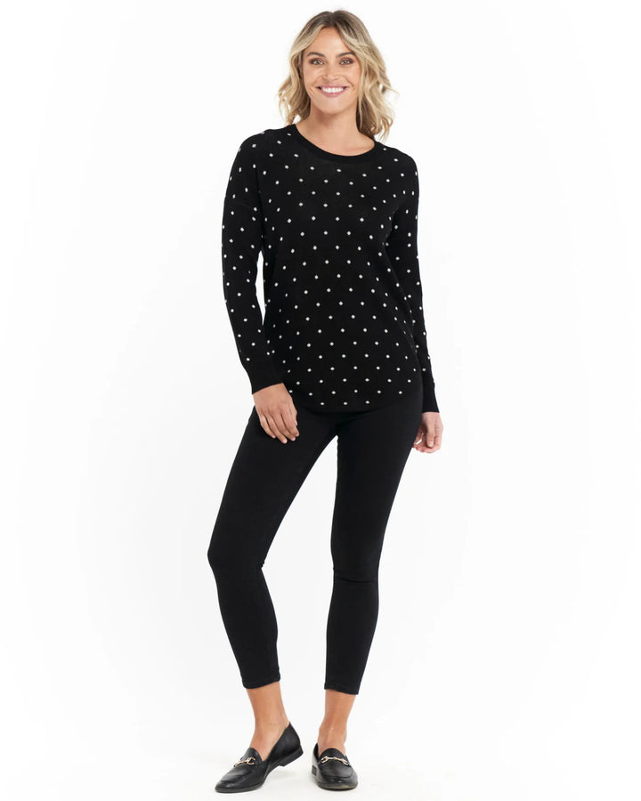 Betty Basics | Sophie Knit Jumper - Black Polka Dot | Shut the Front Door