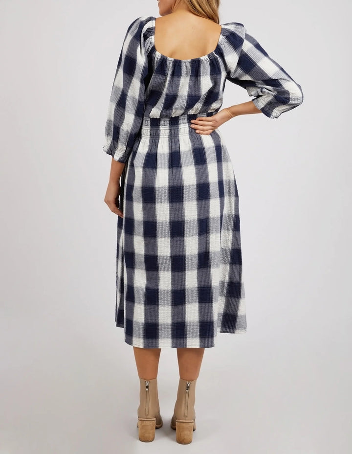 Elm Knitwear | Cedar Check Dress - Navy | Shut the Front Door