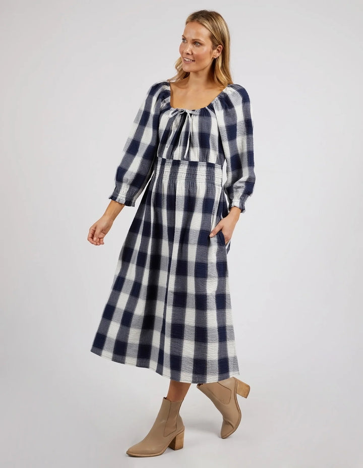 Elm Knitwear | Cedar Check Dress - Navy | Shut the Front Door