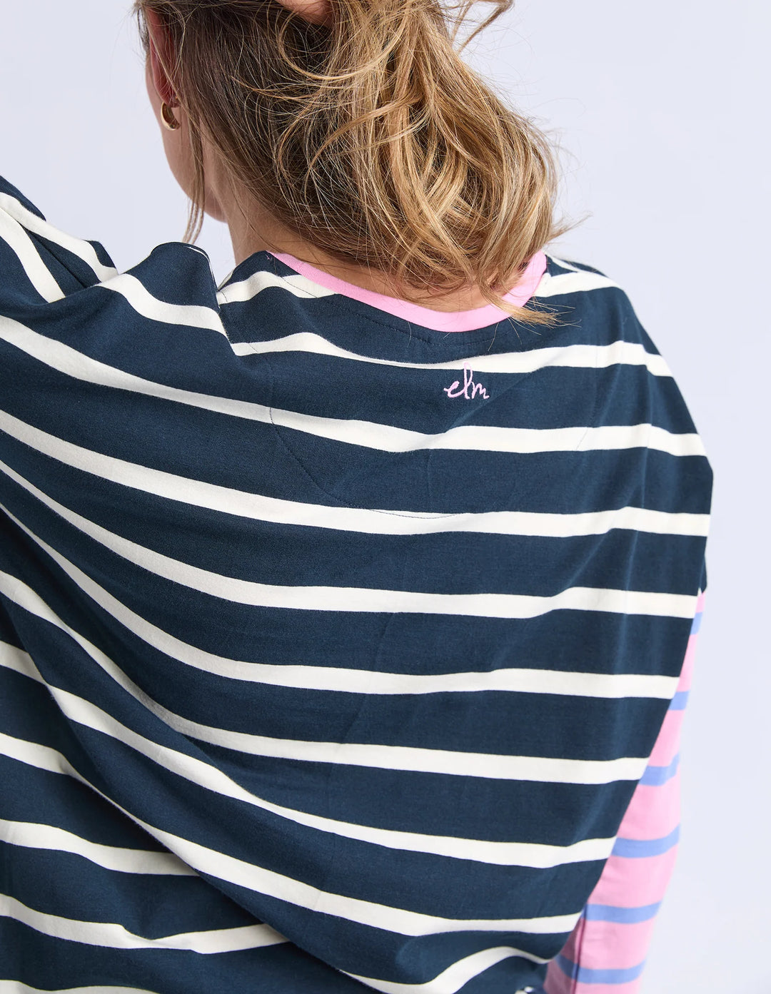Marta Stripe L/S Tee - Pink/Navy Stripe