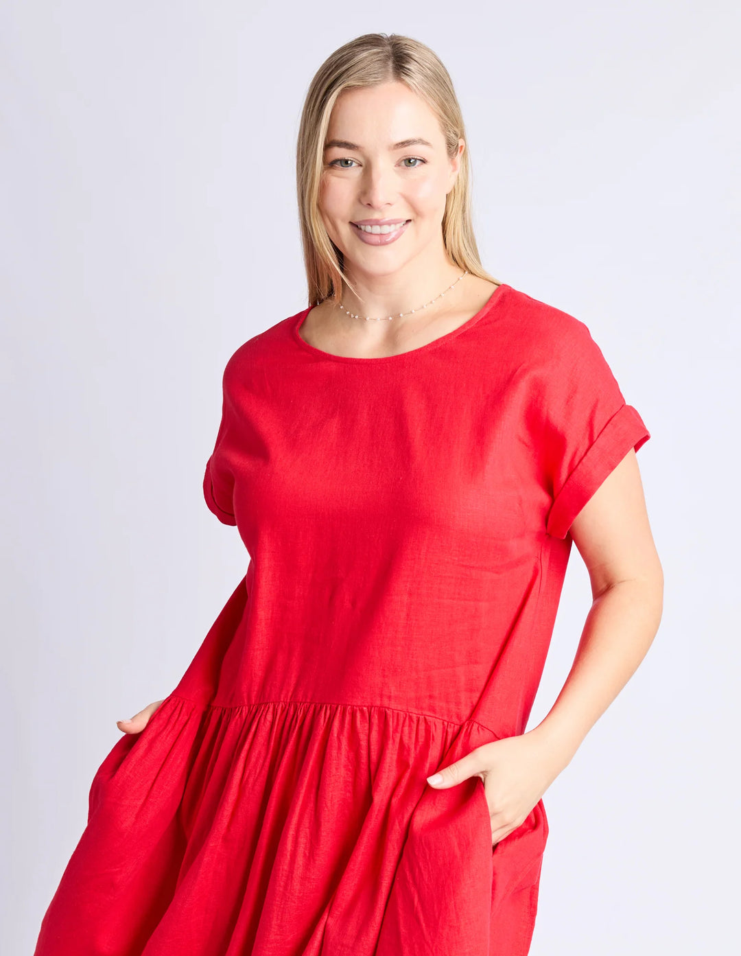 Sunset Hour Solid Dress - Poppy