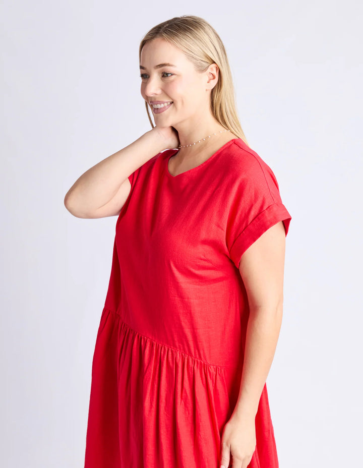 Sunset Hour Solid Dress - Poppy