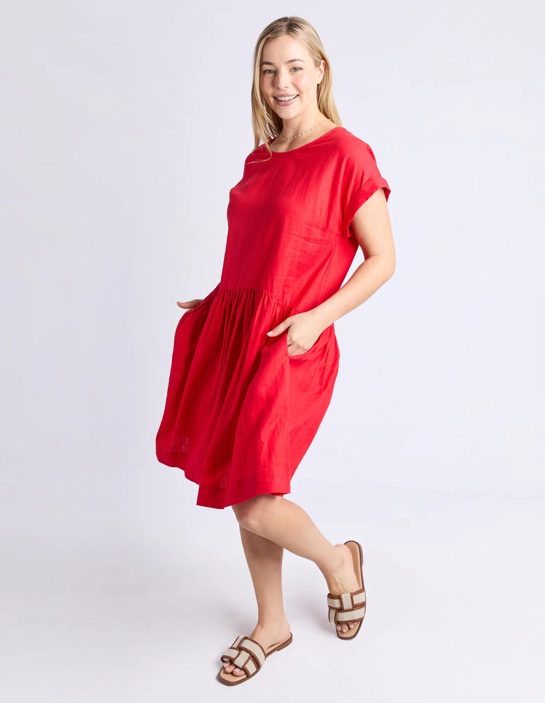 Sunset Hour Solid Dress - Poppy