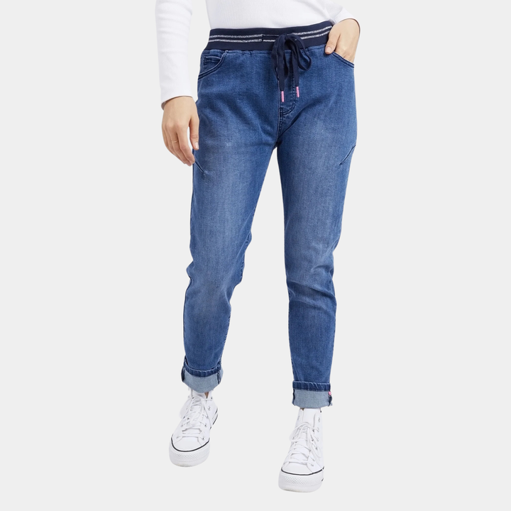 Elm Knitwear | Melody Denim Jogger - Dusty Blue | Shut the Front Door