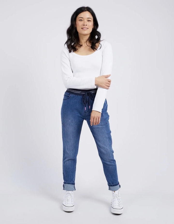 Elm Knitwear | Melody Denim Jogger - Dusty Blue | Shut the Front Door