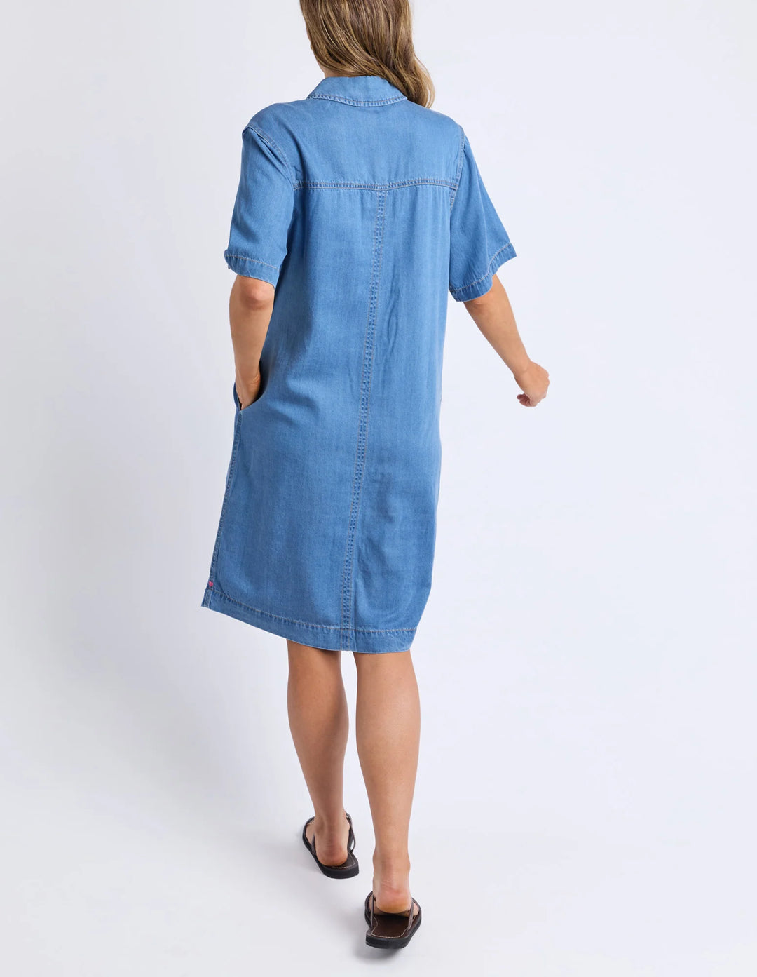 Cora Denim Dress - Mid Wash Blue