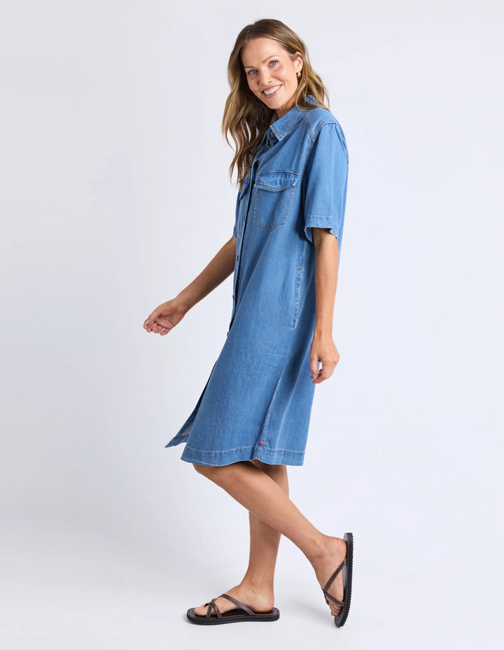 Cora Denim Dress - Mid Wash Blue