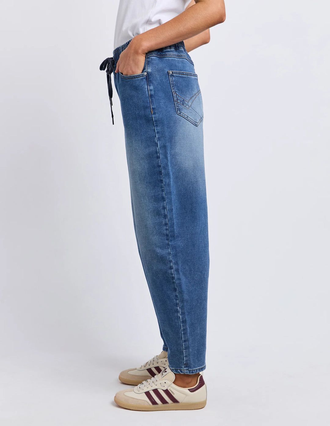 Elm Knitwear | Marta Barrel Jogger - Mid Wash | Shut the Front Door
