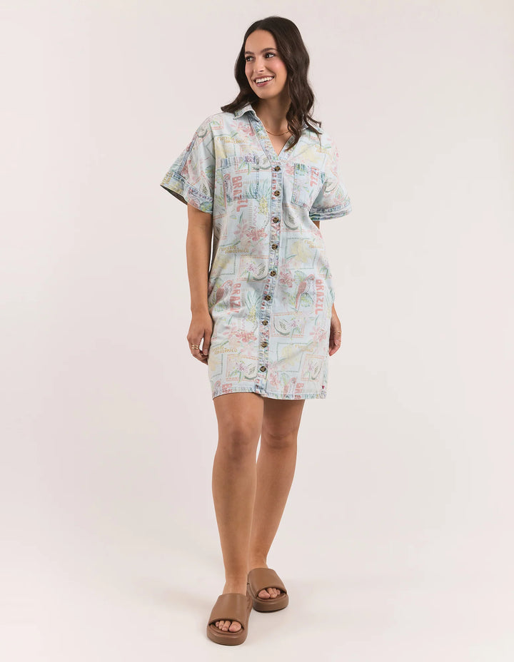 Elm Knitwear | Jade Denim Dress - Print | Shut the Front Door