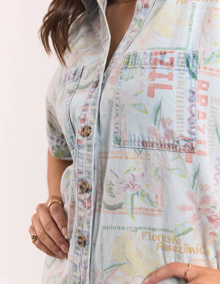 Elm Knitwear | Jade Denim Dress - Print | Shut the Front Door