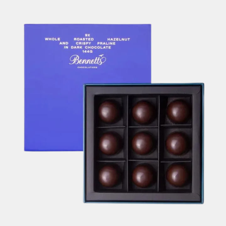 9 Piece Enrobed Dark Whole Roasted Hazelnut Giftbox