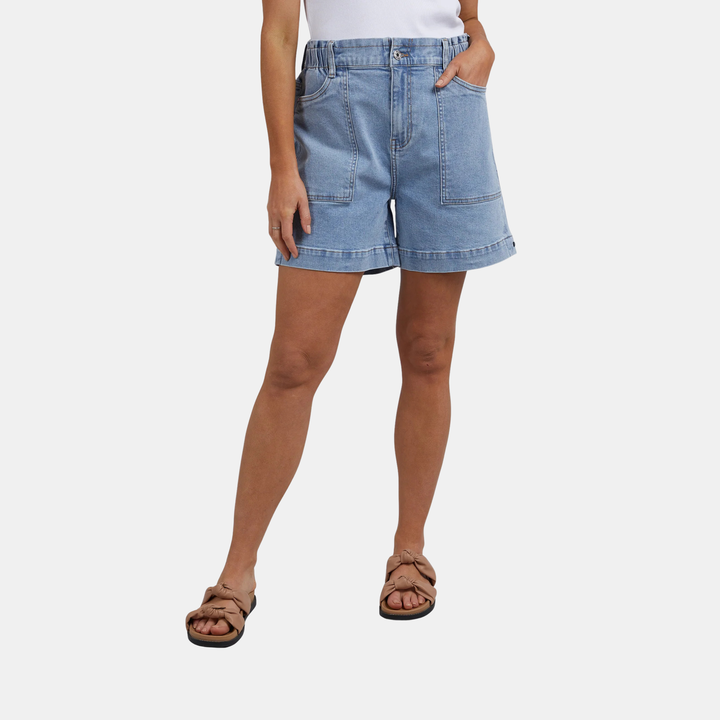 Atlas Long Denim Short - Mid Wash Blue