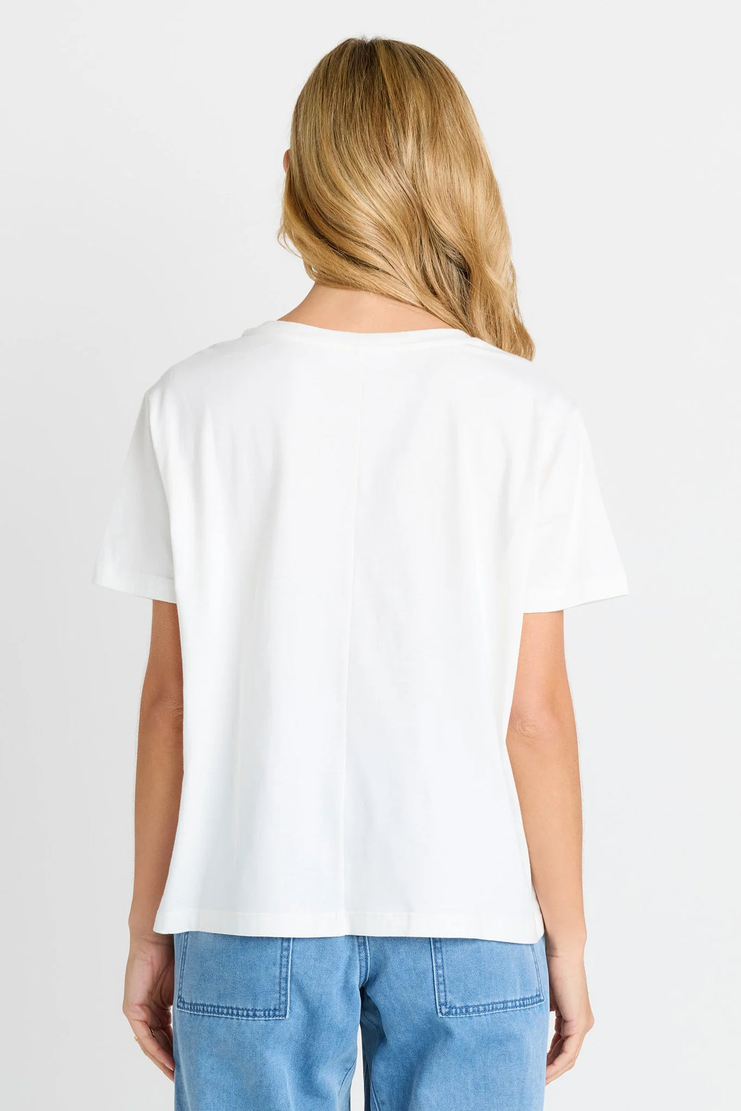 Ellia Crew Tee - Flower Print - White