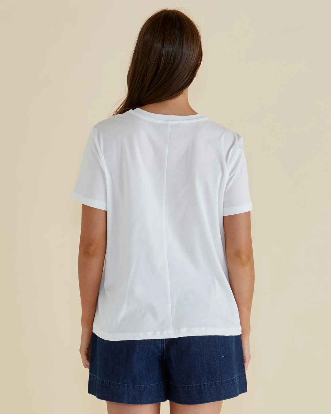 Ellia Crew Tee - Paradise Beach Print White