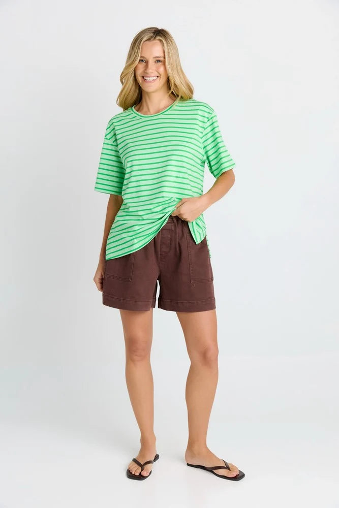 Relax Boxy Tee - Green Stripe