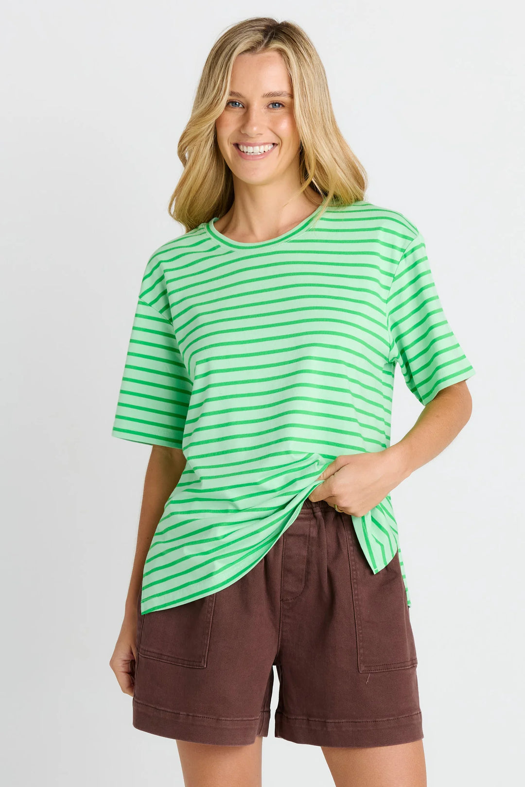 Relax Boxy Tee - Green Stripe