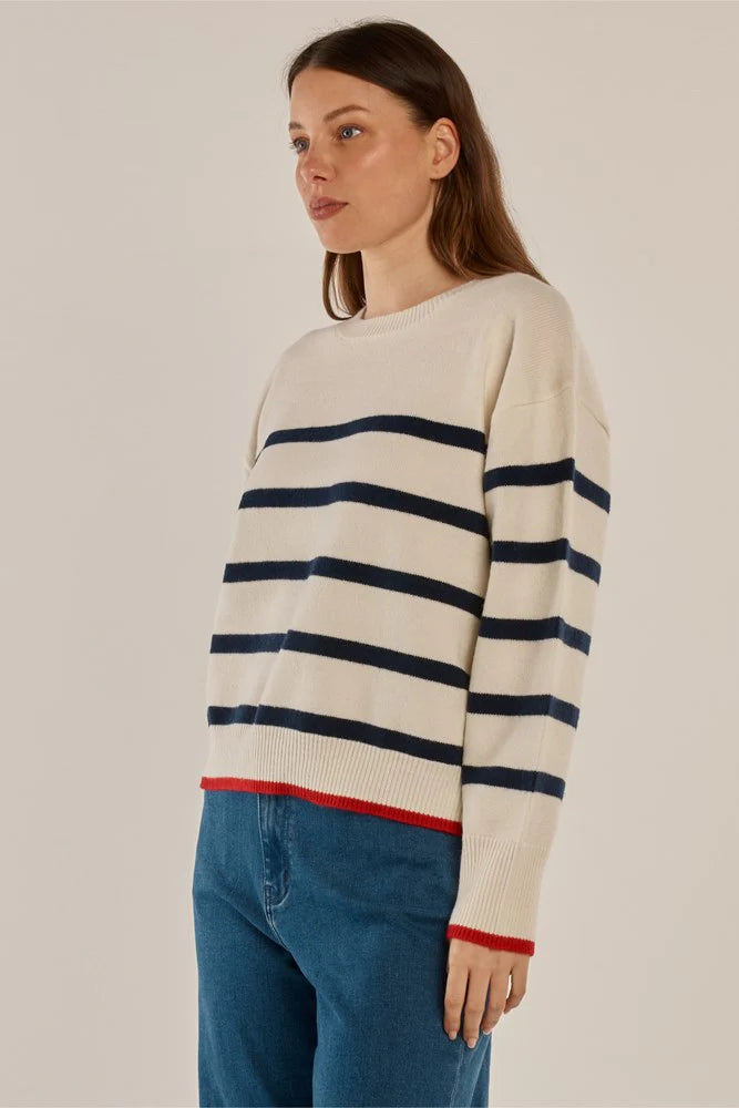 Betty Basics | Leonie Knit Sweater - Navy/Off White Stripe | Shut the Front Door