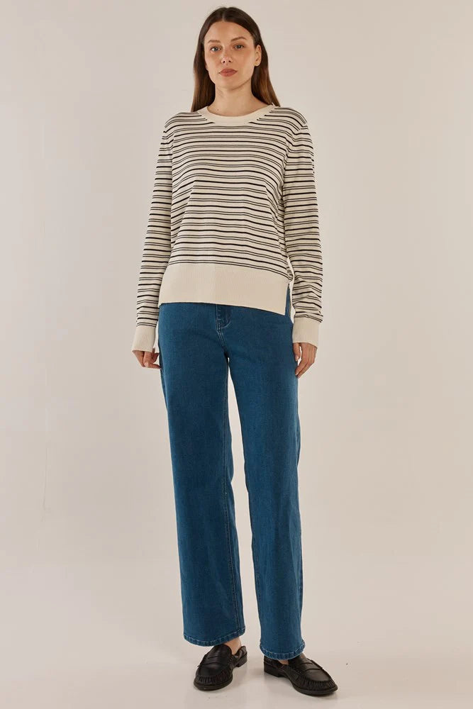 Betty Basics | Louis Sweater - Cream/Black Stripe | Shut the Front Door