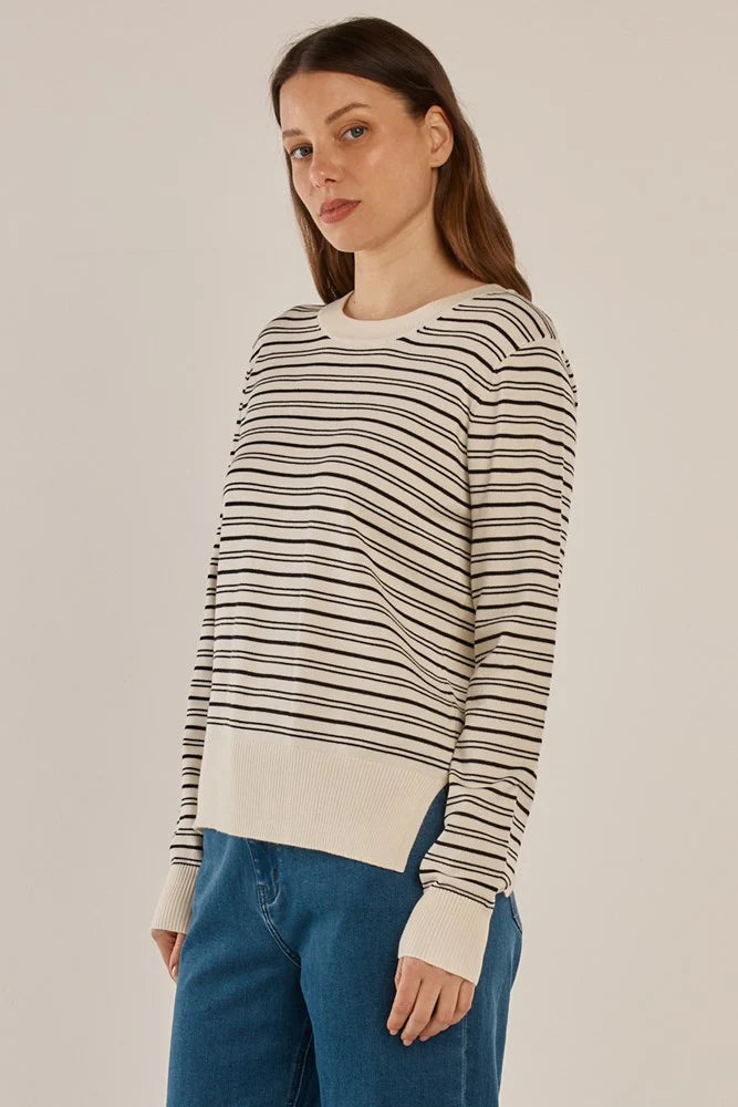 Betty Basics | Louis Sweater - Cream/Black Stripe | Shut the Front Door