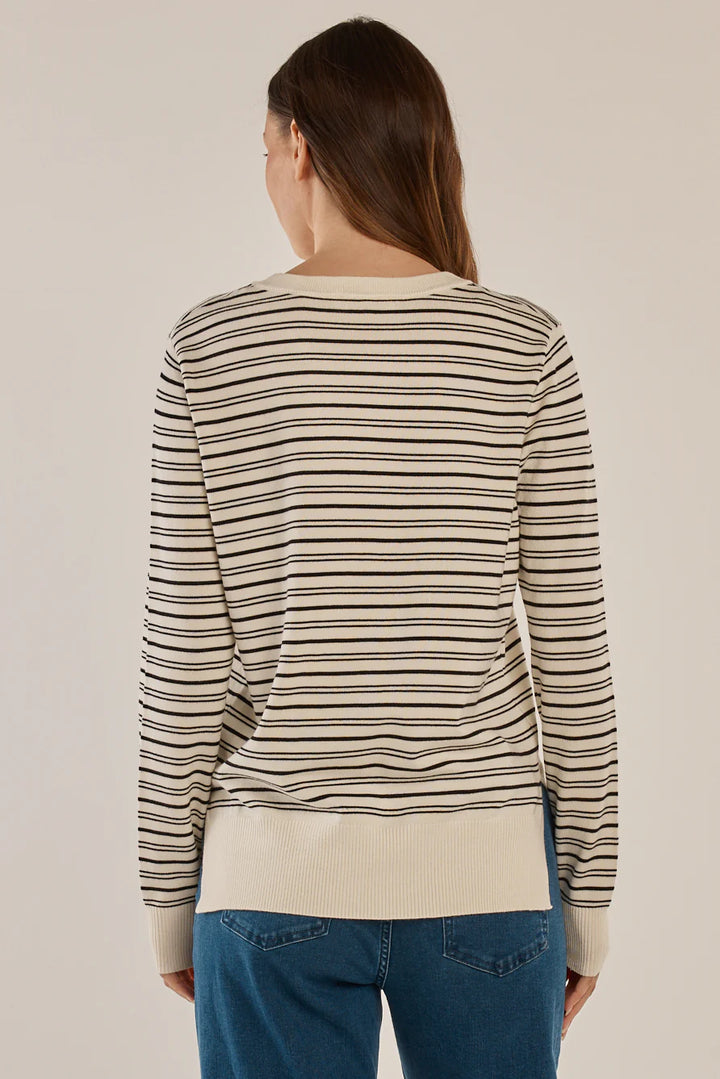 Betty Basics | Louis Sweater - Cream/Black Stripe | Shut the Front Door