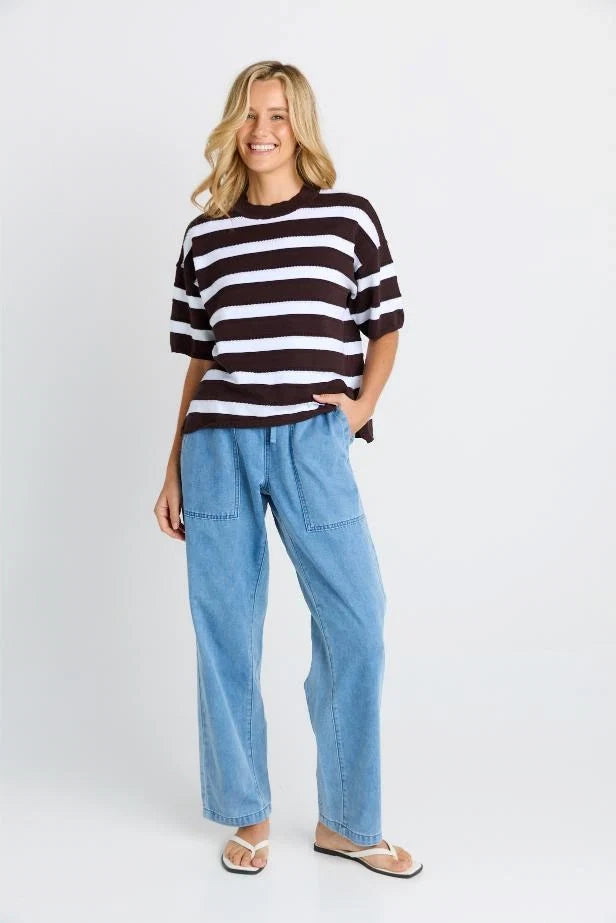 Libby Boxy Top - Chocolate Stripe