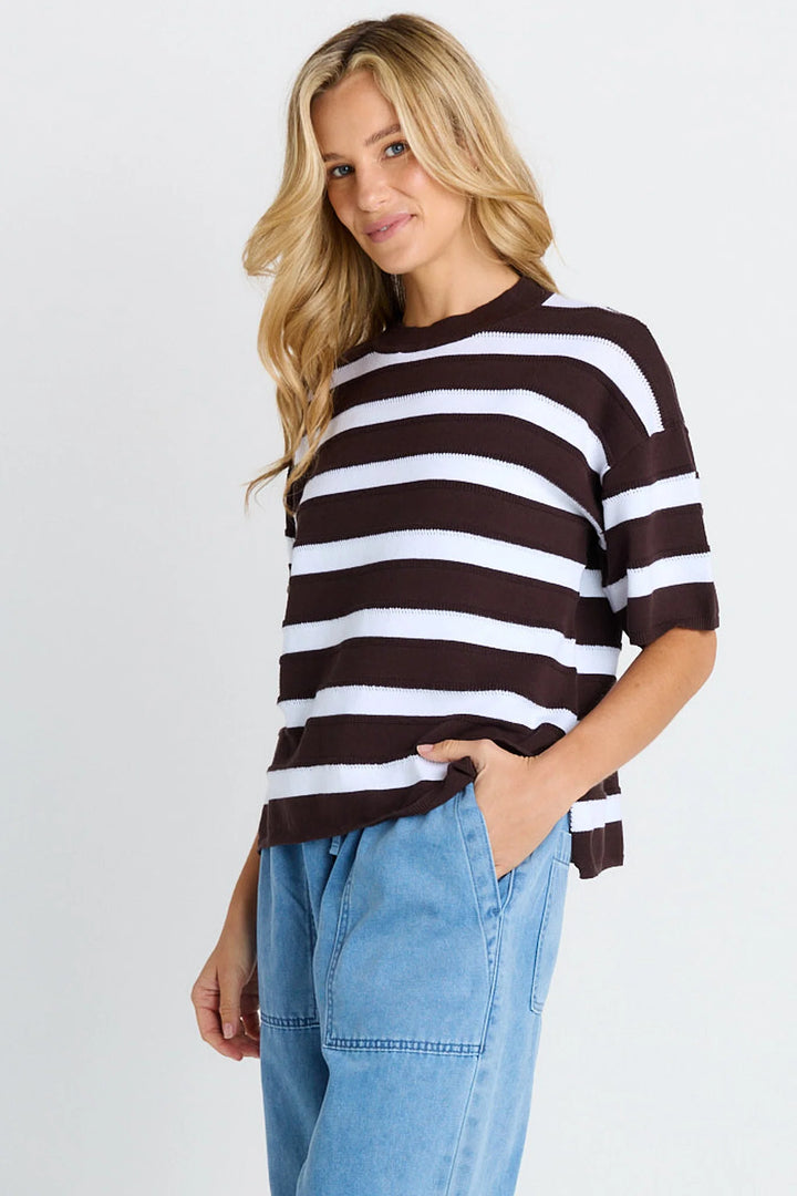 Libby Boxy Top - Chocolate Stripe