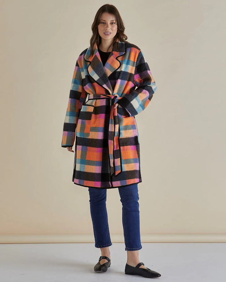 Betty Basics | Ellie Coat - Rainbow Check Multi | Shut the Front Door