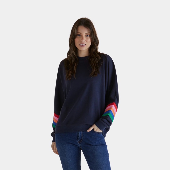 Betty Basics | Davina Jumper - Dark Blue Multi | Shut the Front Door