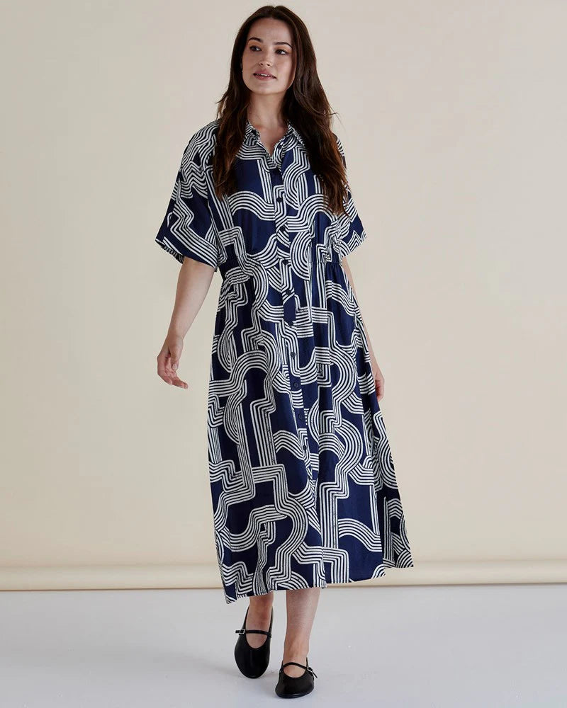 Betty Basics | Skye Dress - Navy Geo | Shut the Front Door