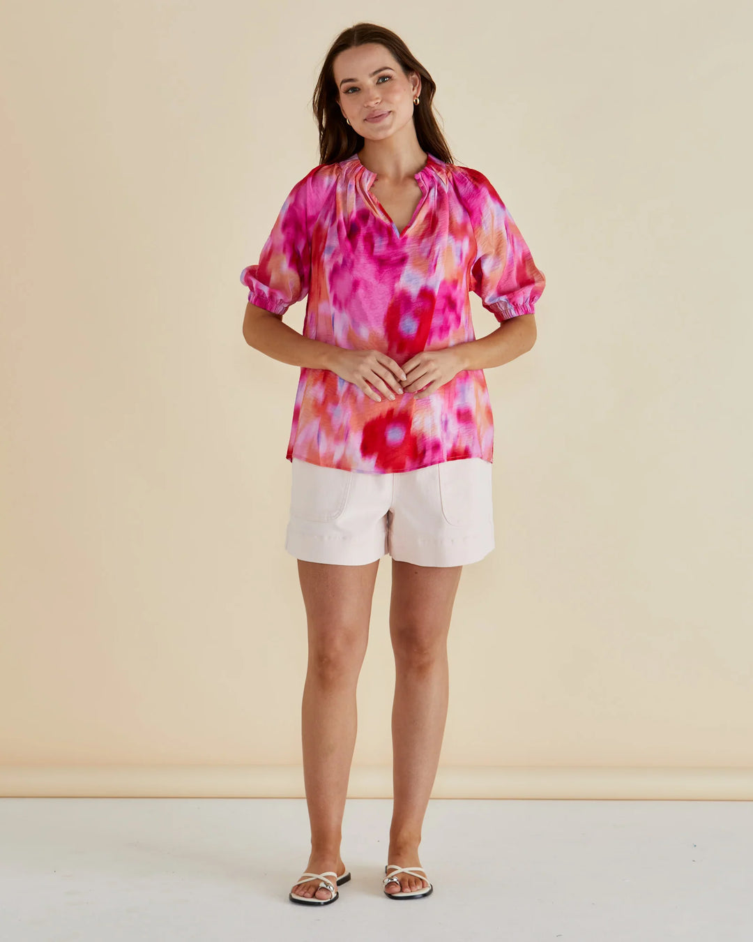 Joanne Blouse - Floral Abstract Print Pink