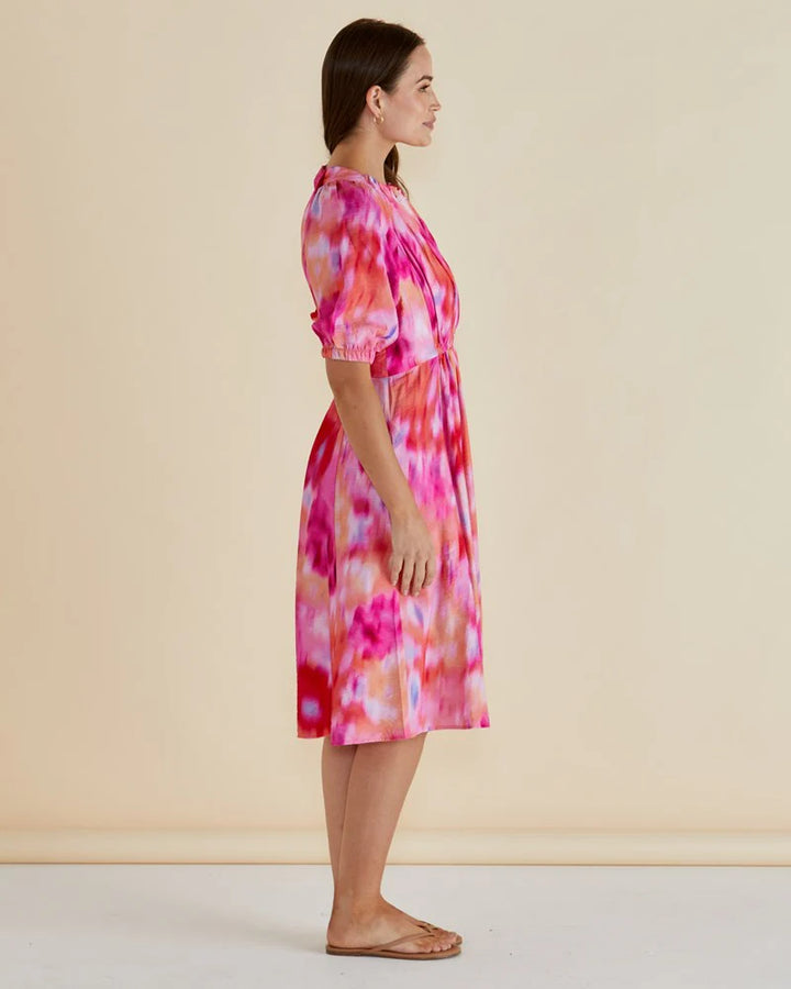 Emery Dress - Floral Abstract Print Pink