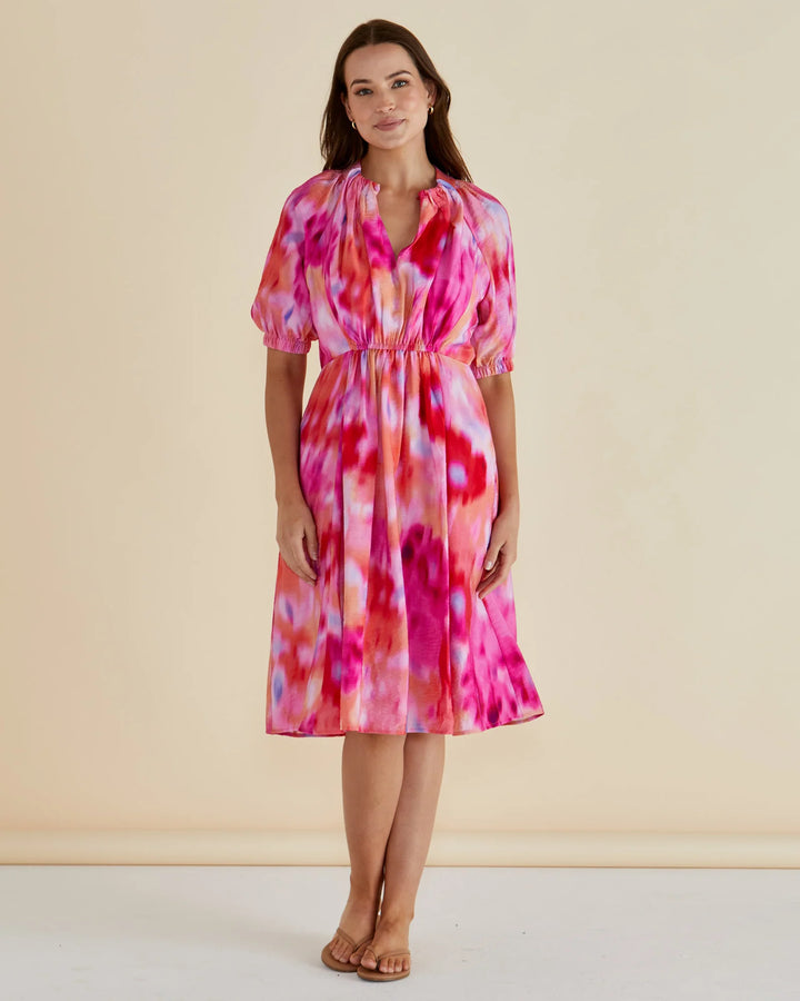 Emery Dress - Floral Abstract Print Pink