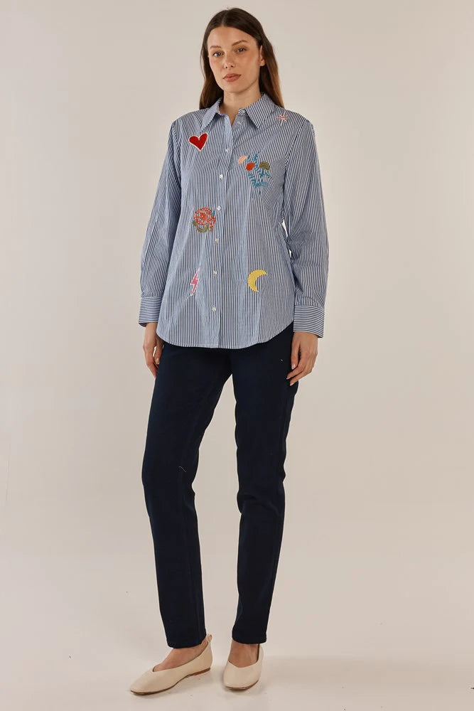 Betty Basics | Amelia Shirt - Floral Navy Stripe | Shut the Front Door
