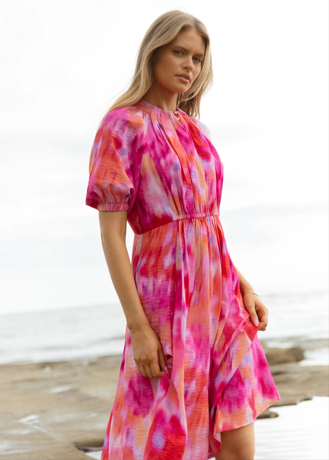 Emery Dress - Floral Abstract Print Pink