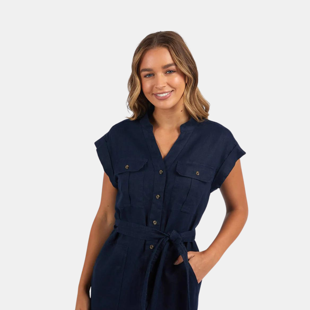 navy blue dress nz Sabina Navy Crinkle Cotton Dress