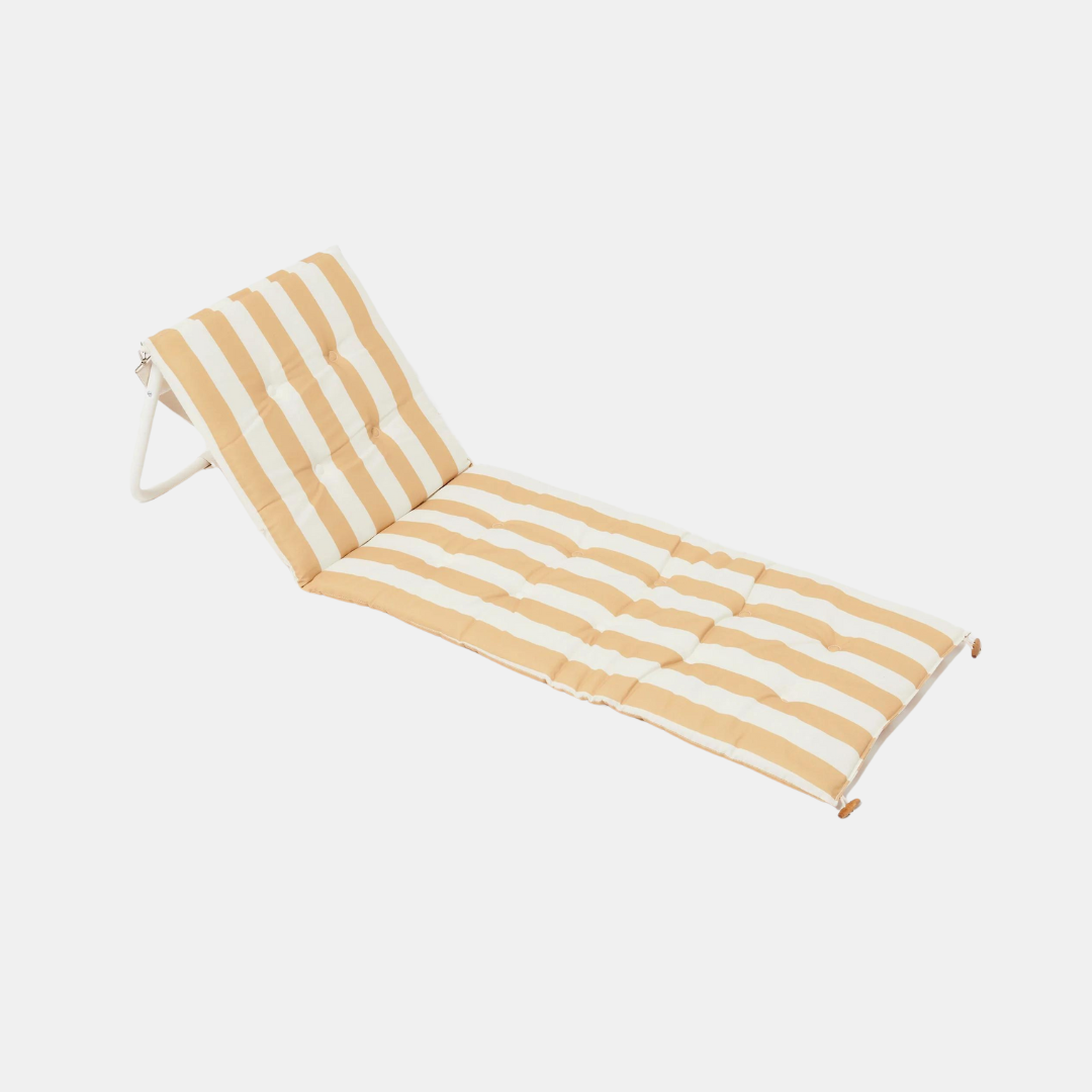 Sunnylife | Reclining Beach Chair - Mango Bay Golden Mustard Stripe | Shut the Front Door