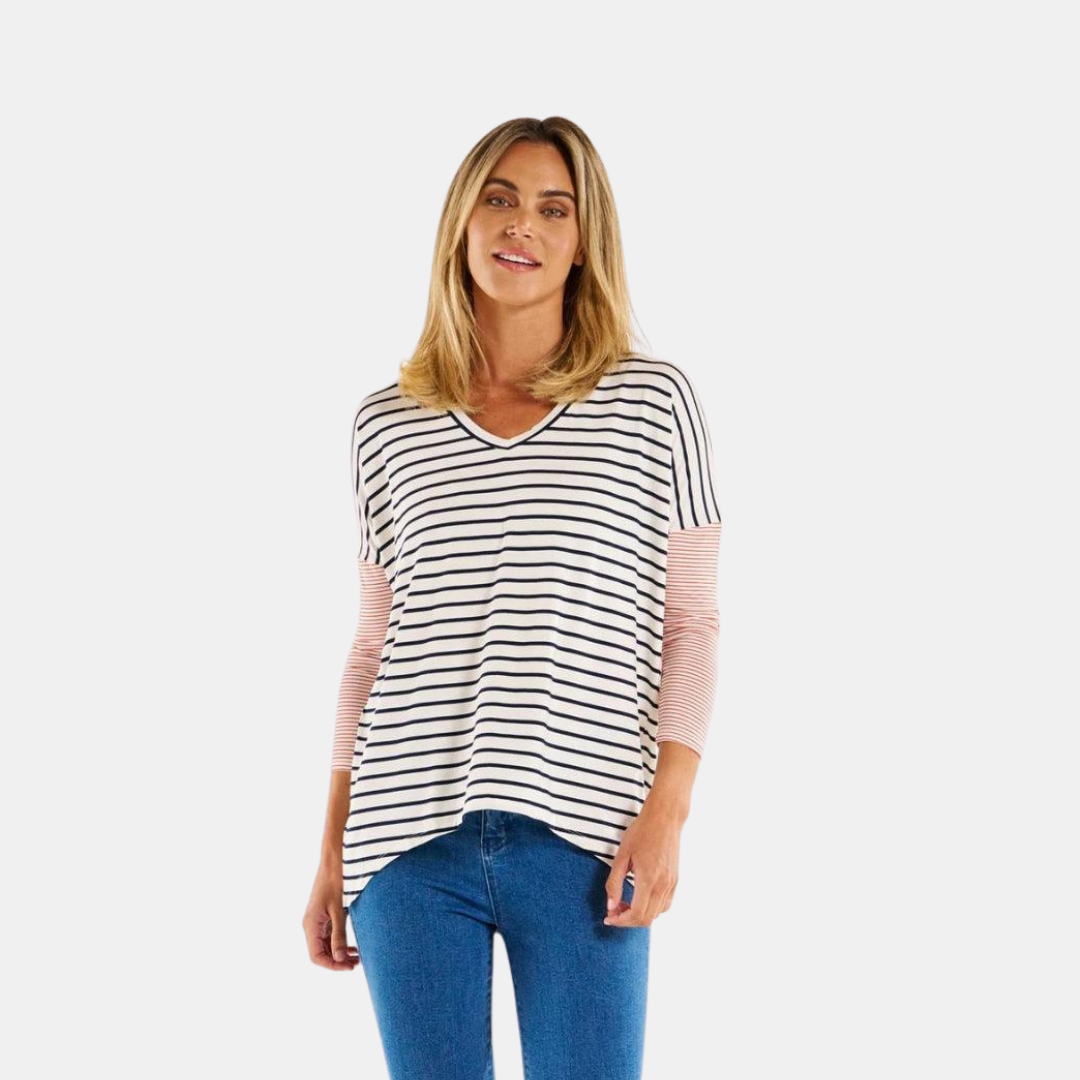 Betty Basics | Geneva Tee - Blue/Red Stripe | Shut the Front Door