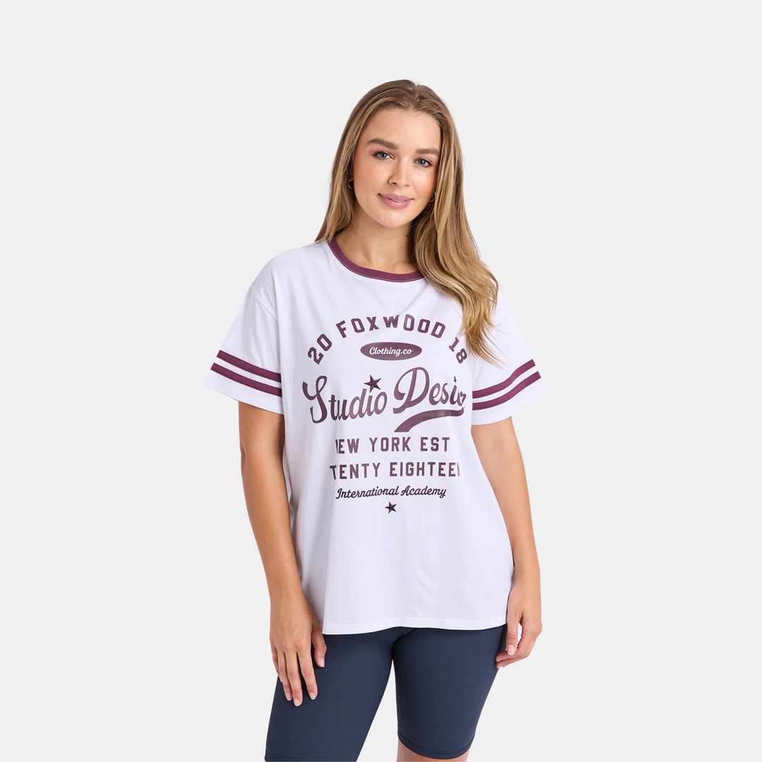 Foxwood | Baseline Tee - White | Shut the Front Door